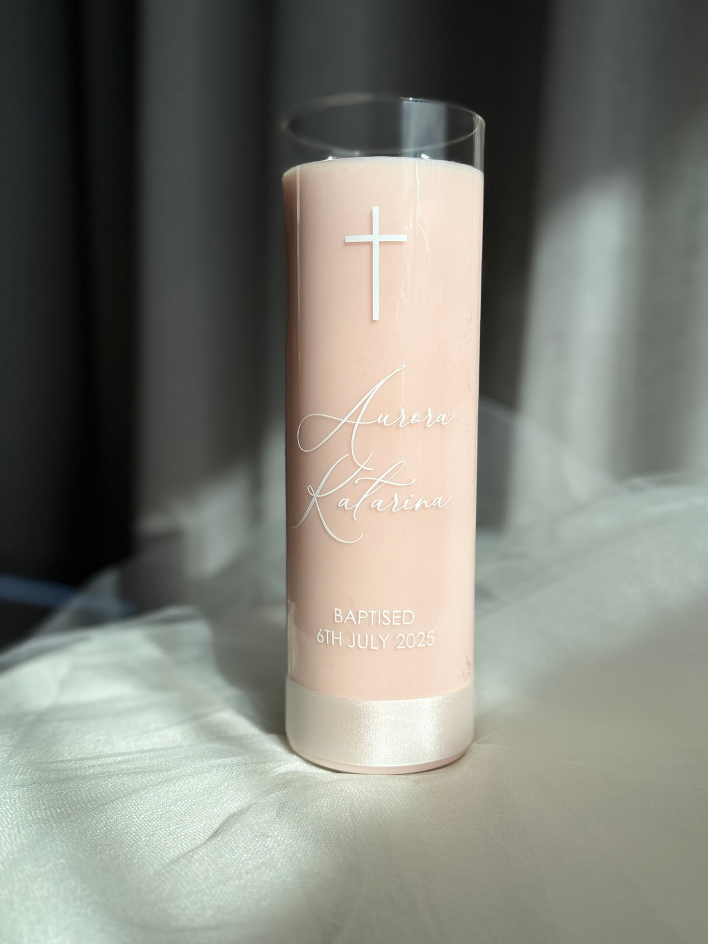 Personalised Glass Baptism Candle