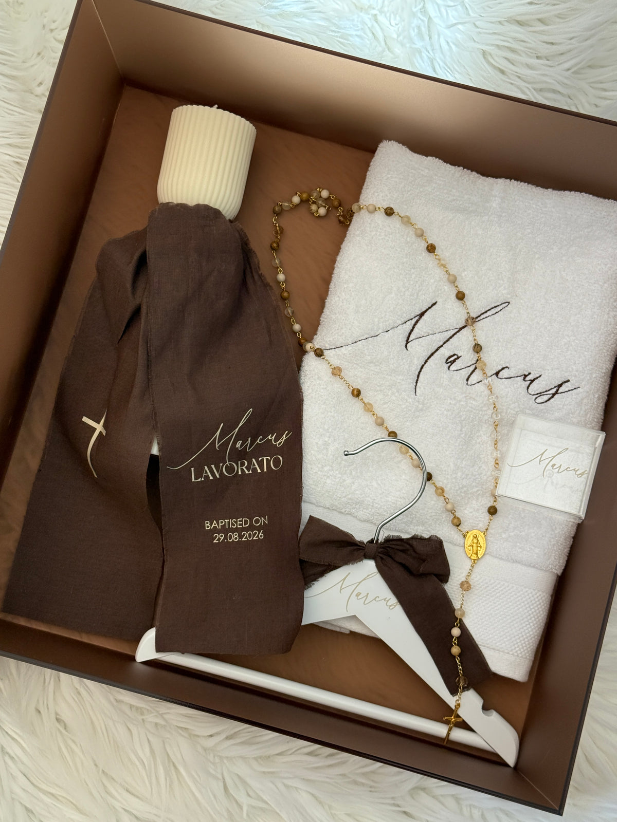 Brown Acrylic Box Baptism Package