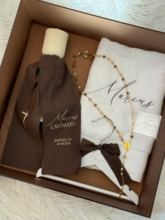 Brown Acrylic Box Baptism Package