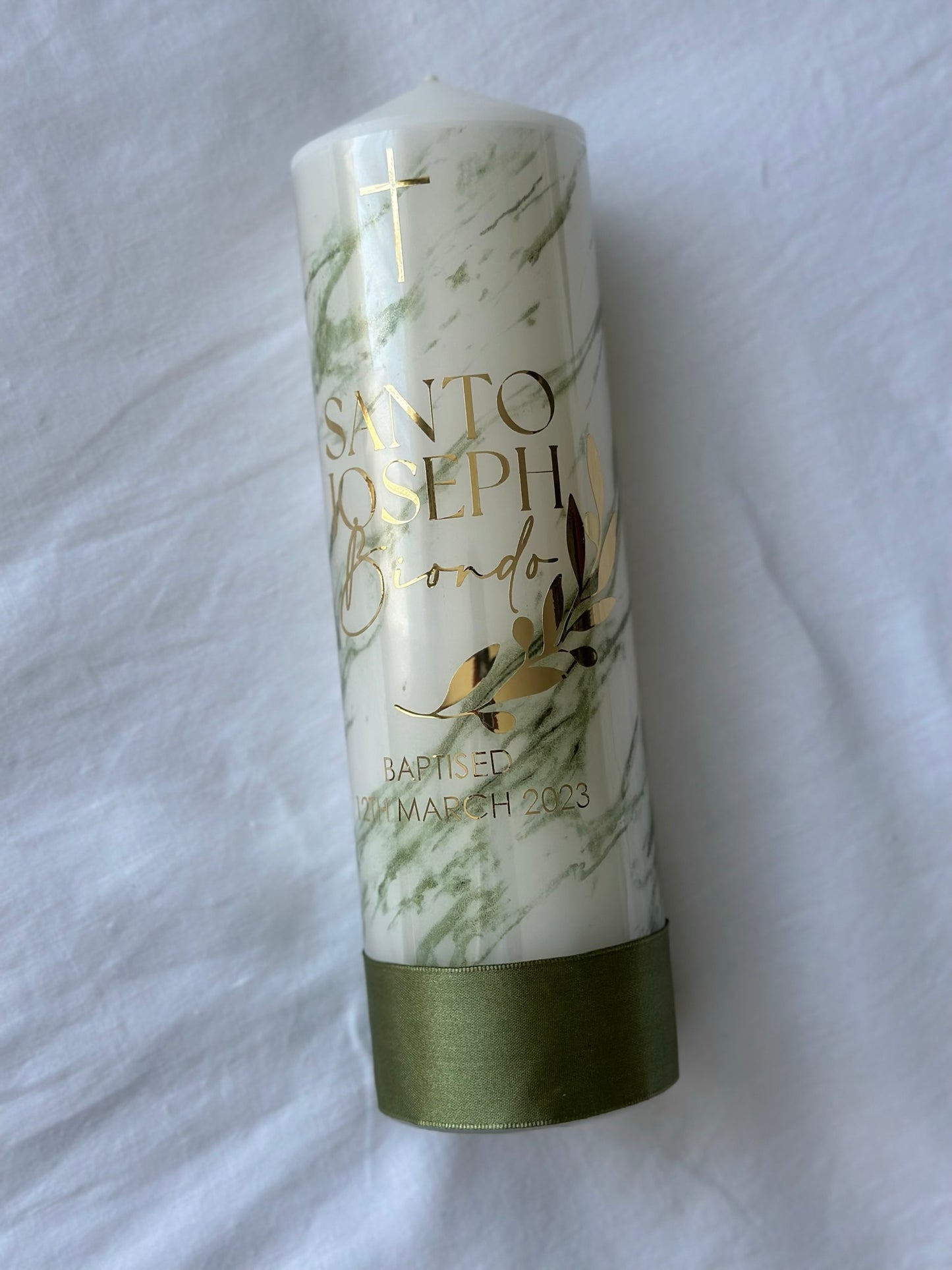 Marble Baptism Candle