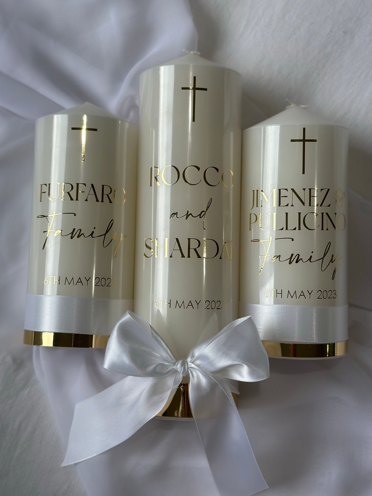 Satin Ribbon & Gold Detail - Wedding Unity Candles