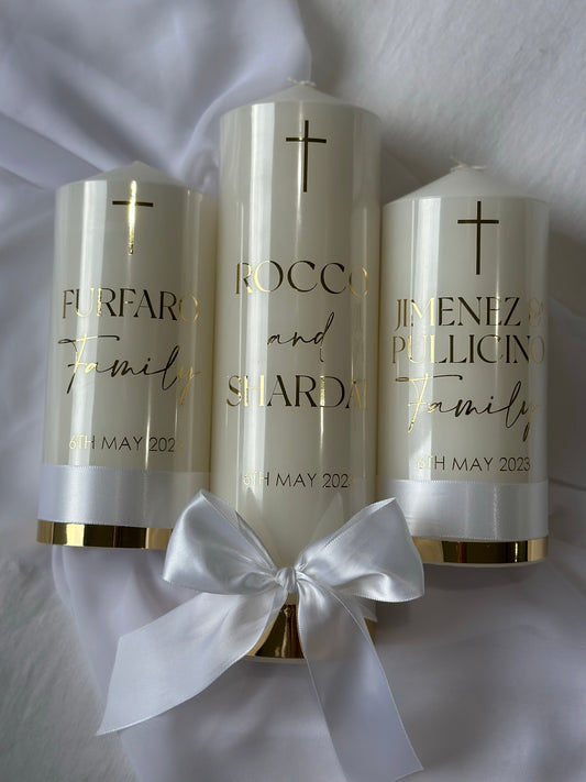 Satin Ribbon & Gold Detail - Wedding Unity Candles
