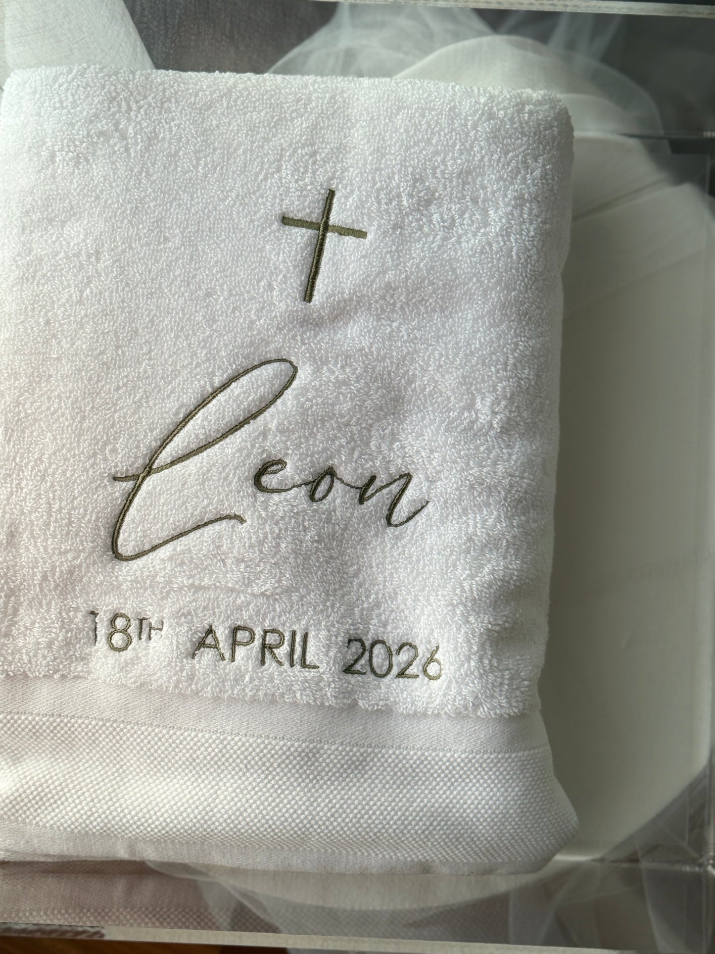 Embroidered Baptism Bath Towel