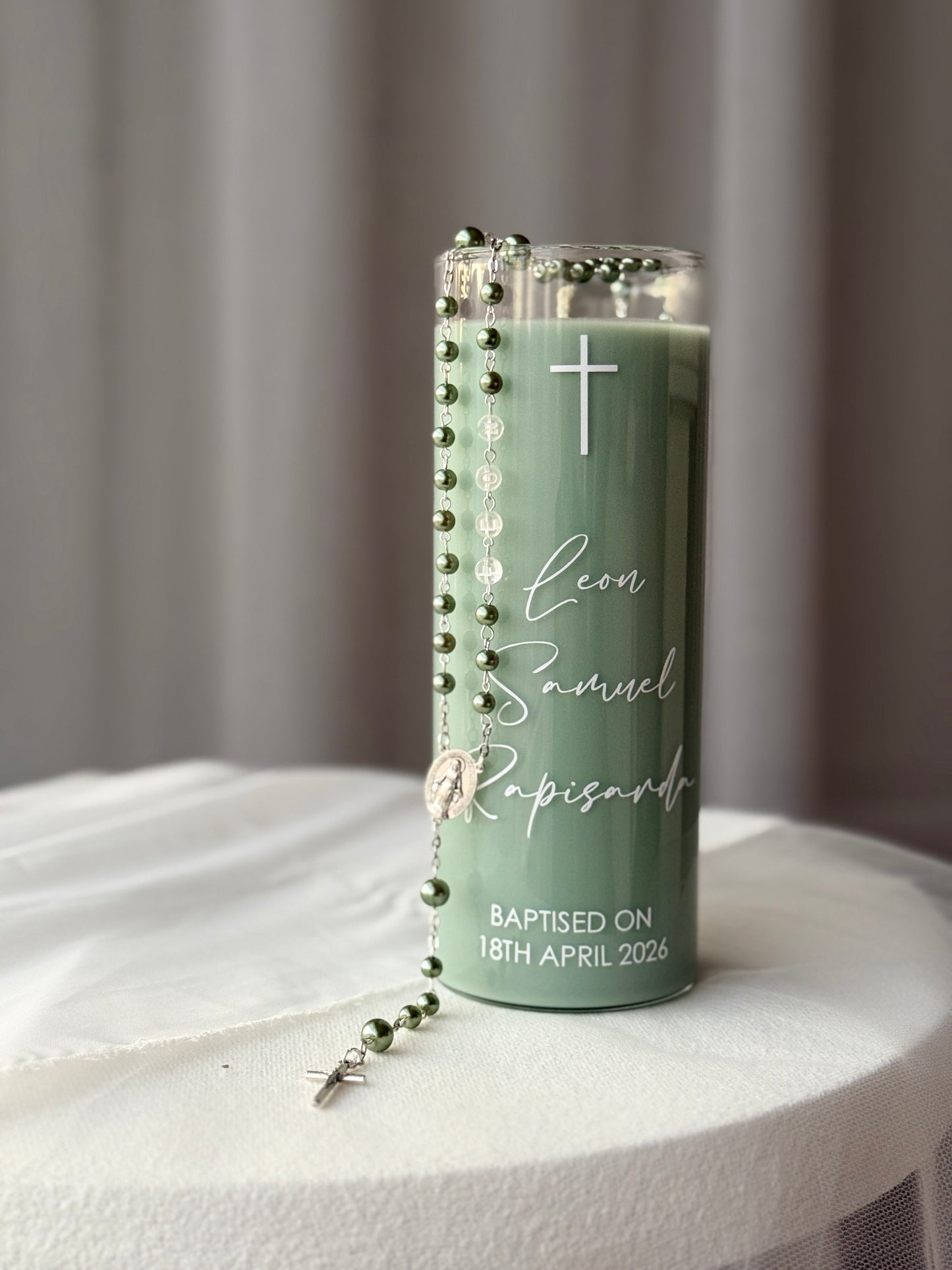 Personalised Glass Baptism Candle