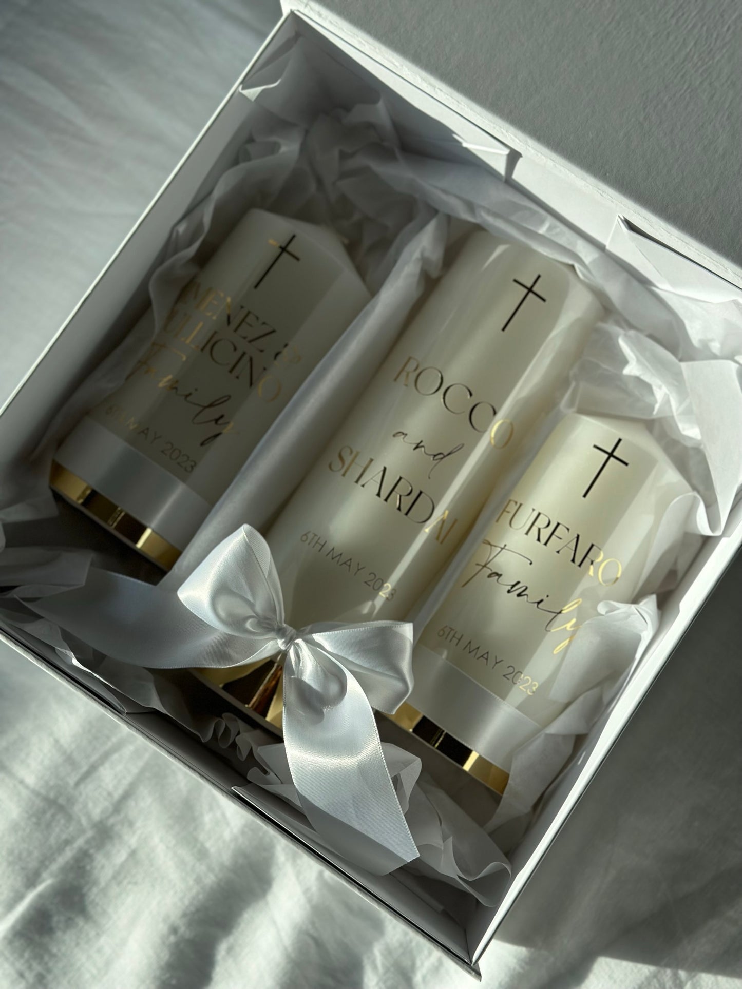 Satin Ribbon & Gold Detail - Wedding Unity Candles