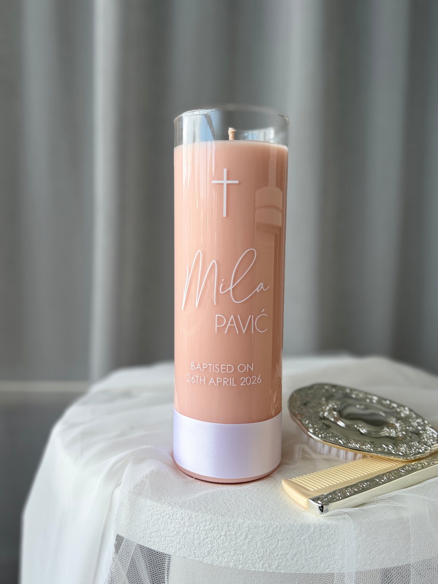 Personalised Glass Baptism Candle