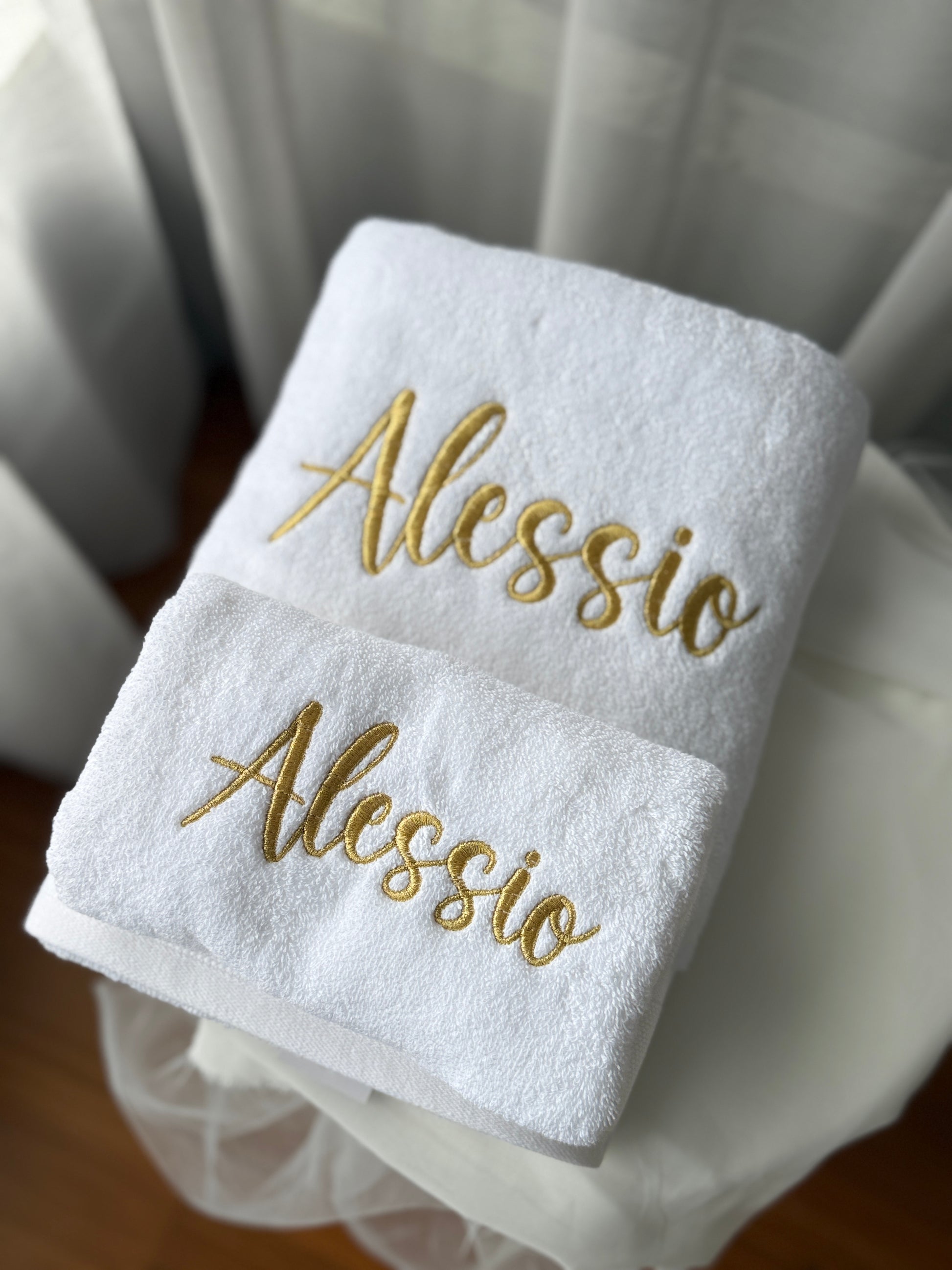 embroidered bath towel