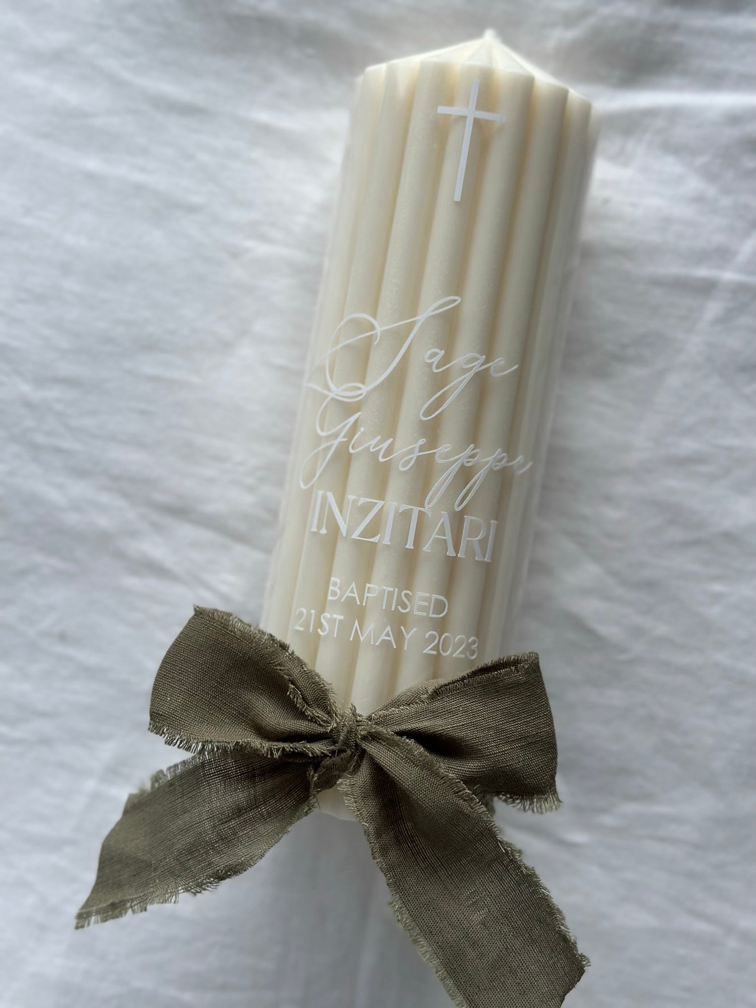 ribbed baptism candle Australia