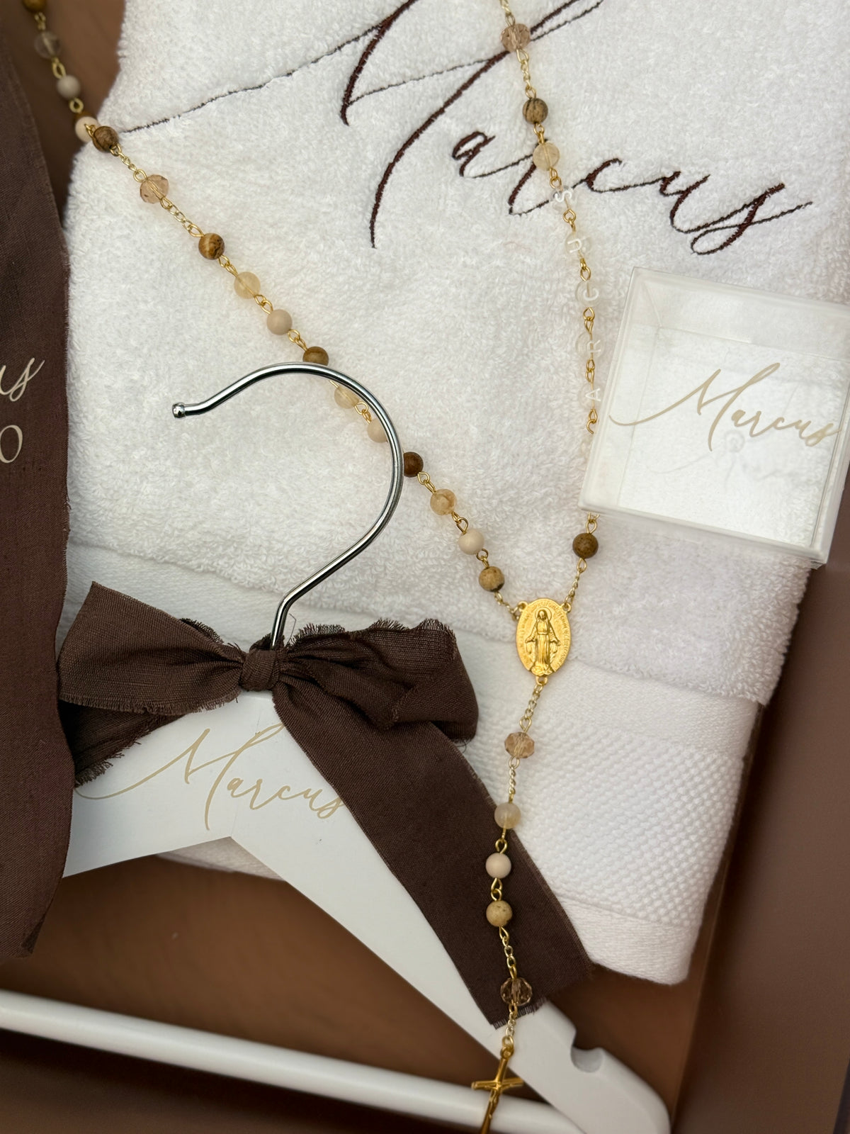 Brown Acrylic Baptism Package | Personalised Christening Keepsake Set