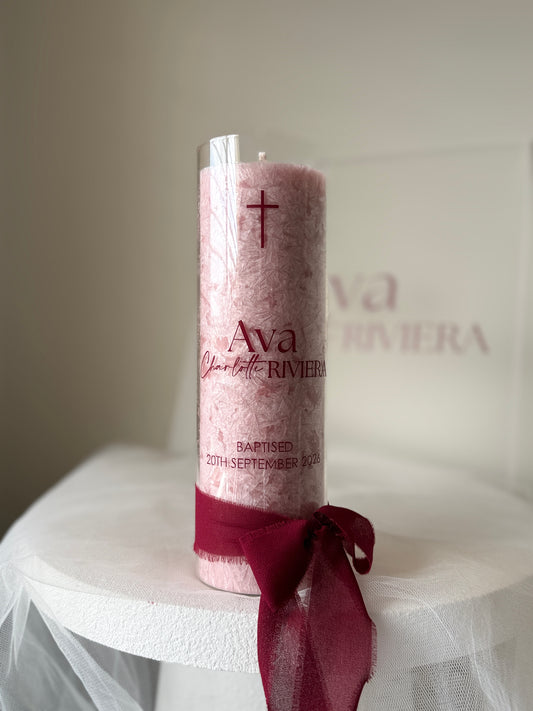Personalised Crystal Wax Glass Baptism Candle