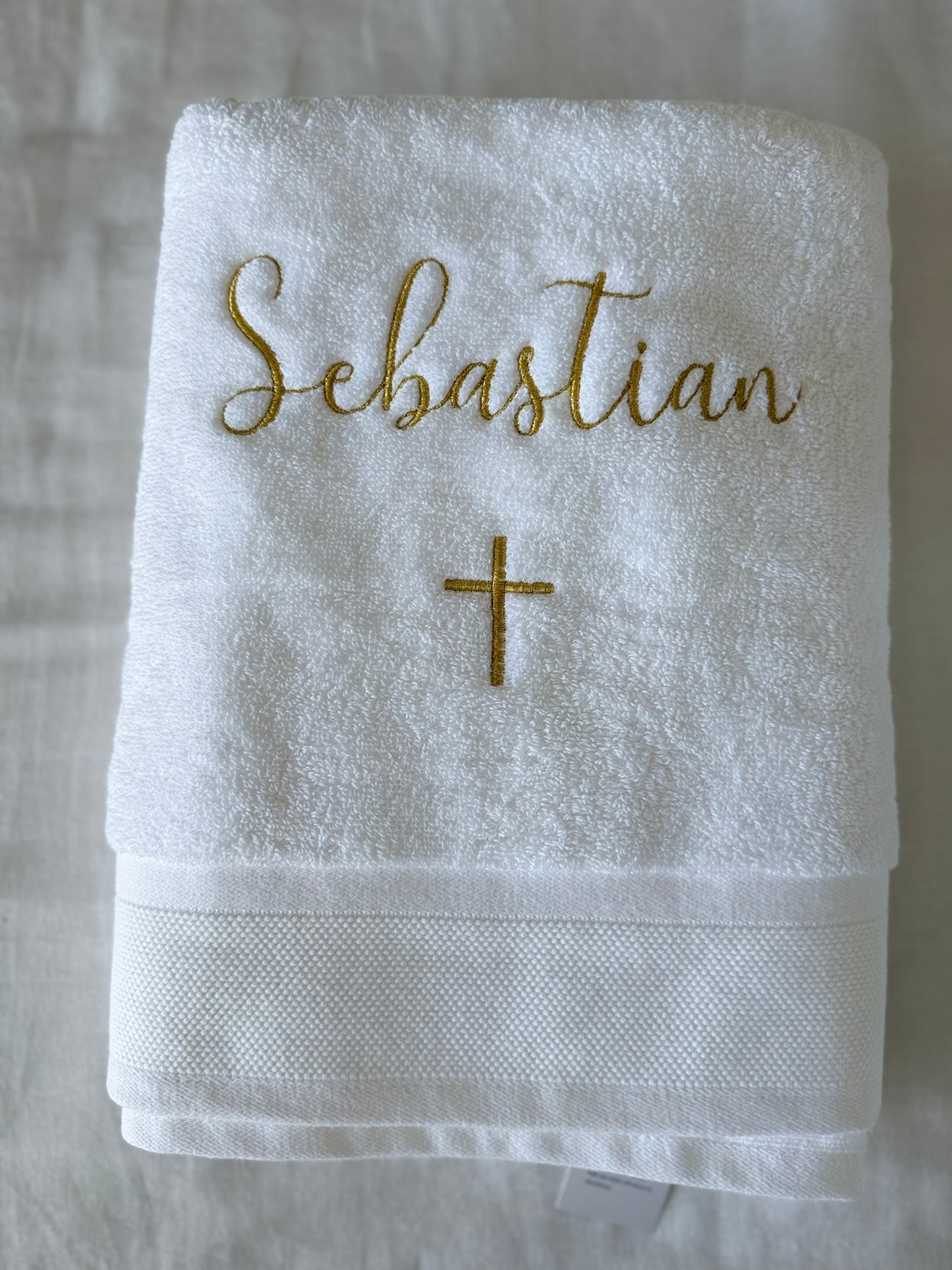 Embroidered Baptism Bath Towel