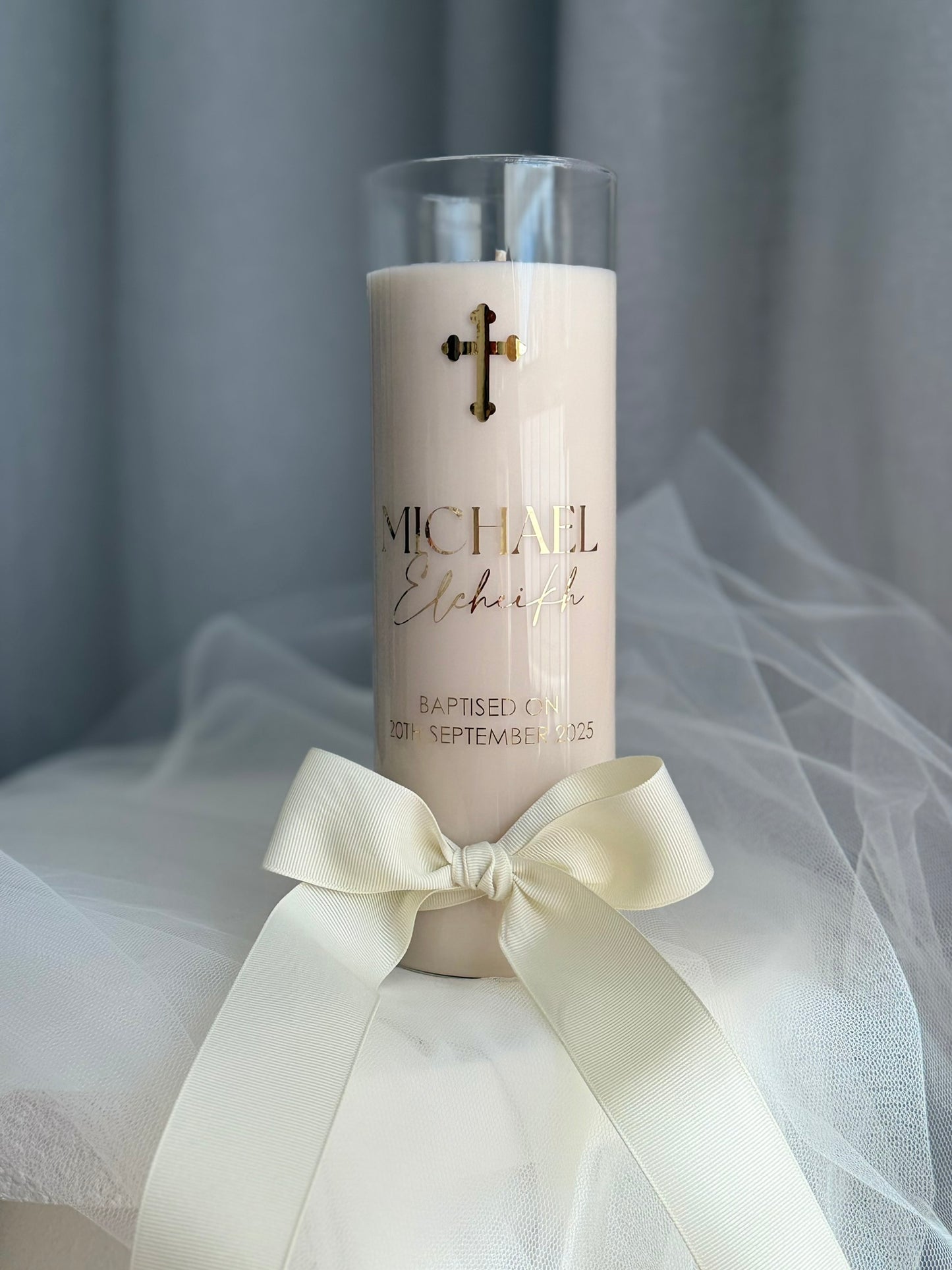Personalised Glass Baptism Candle