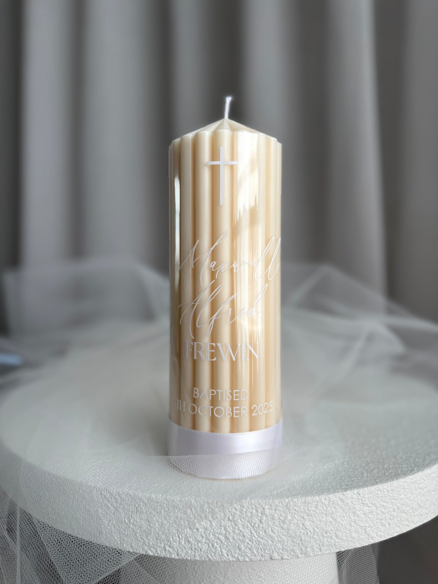 ribbed baptism candle Australia