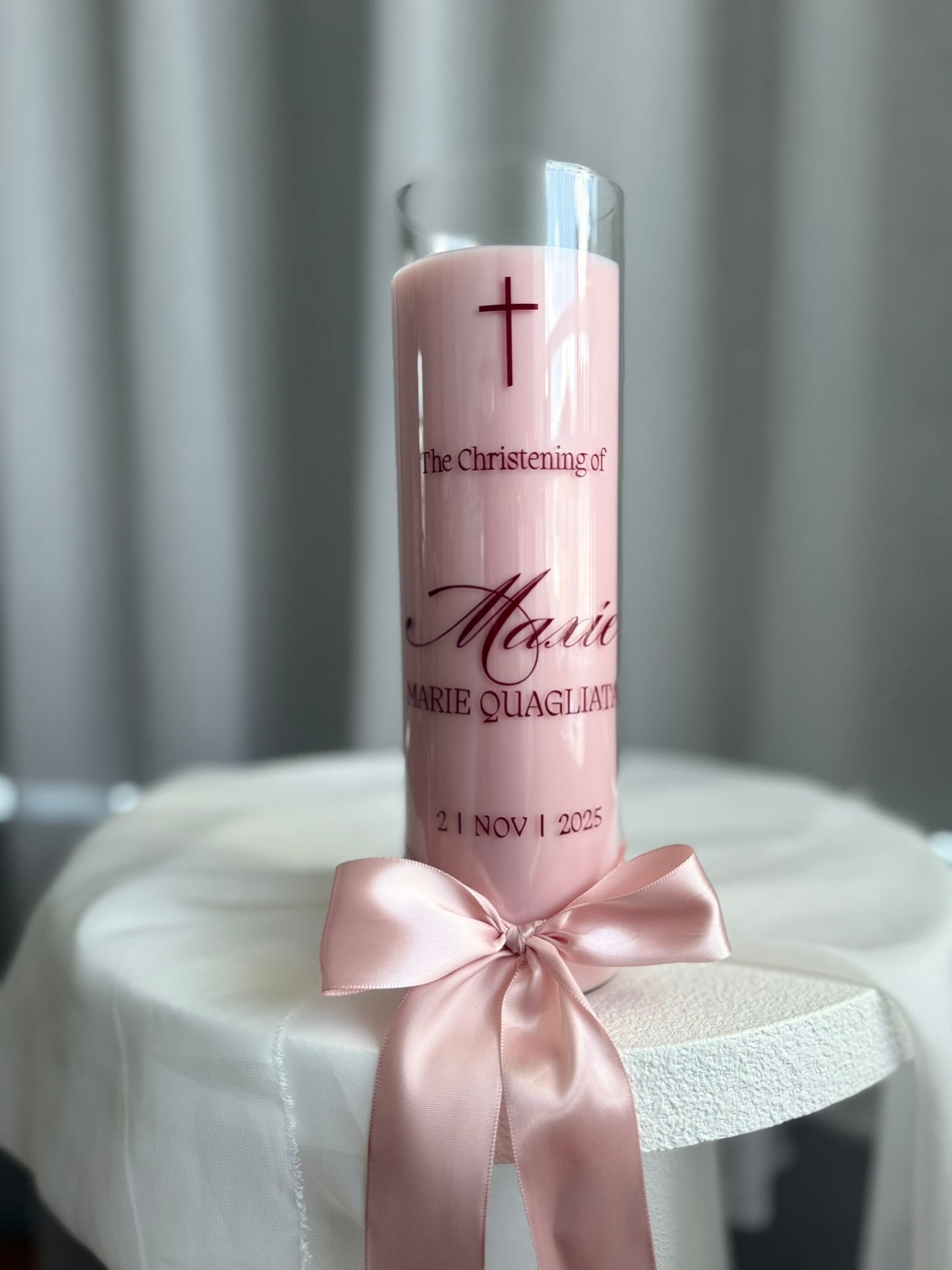 Personalised Glass Baptism Candle