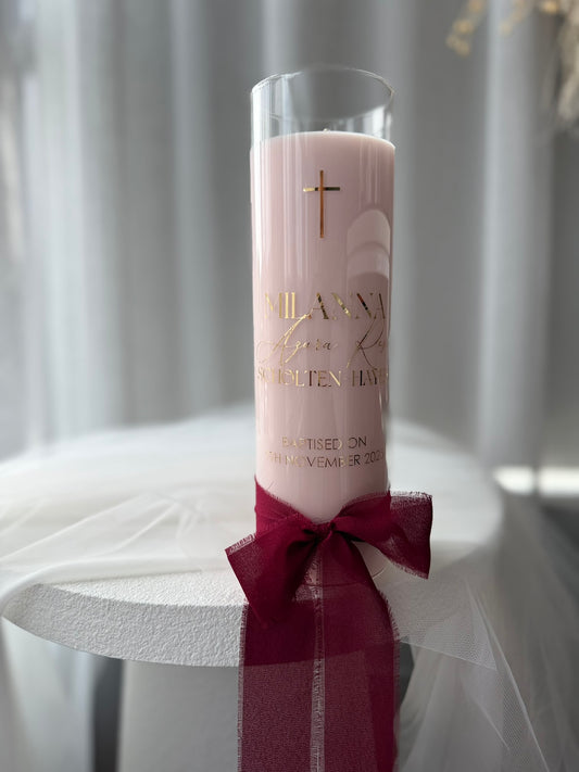 Personalised Glass Baptism Candle
