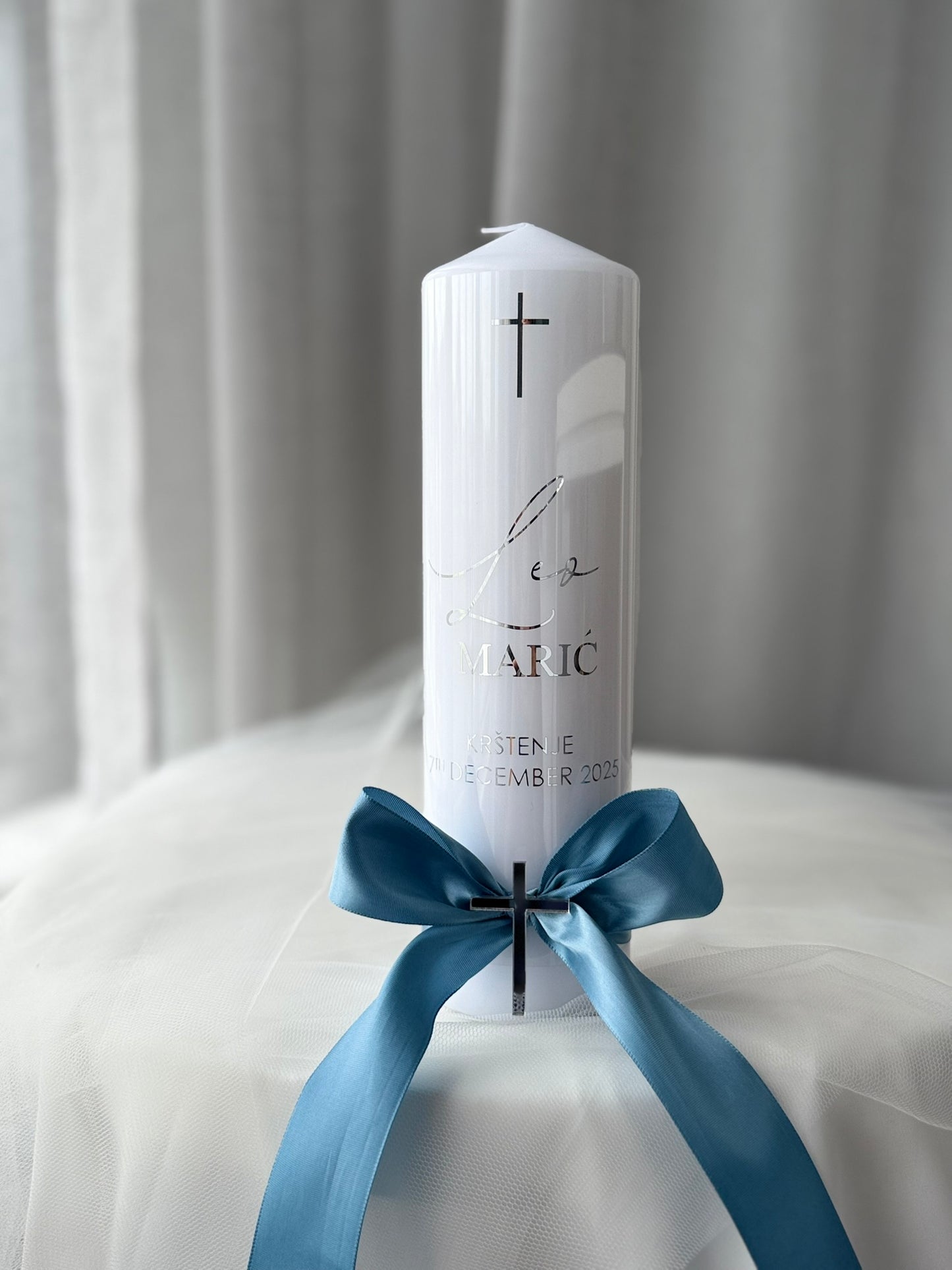 Acrylic Cross Baptism Candle