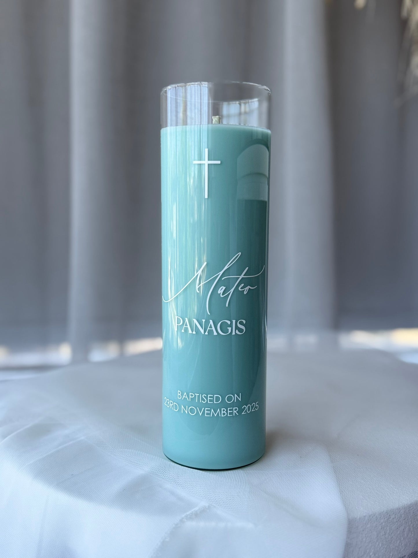 Personalised Glass Baptism Candle