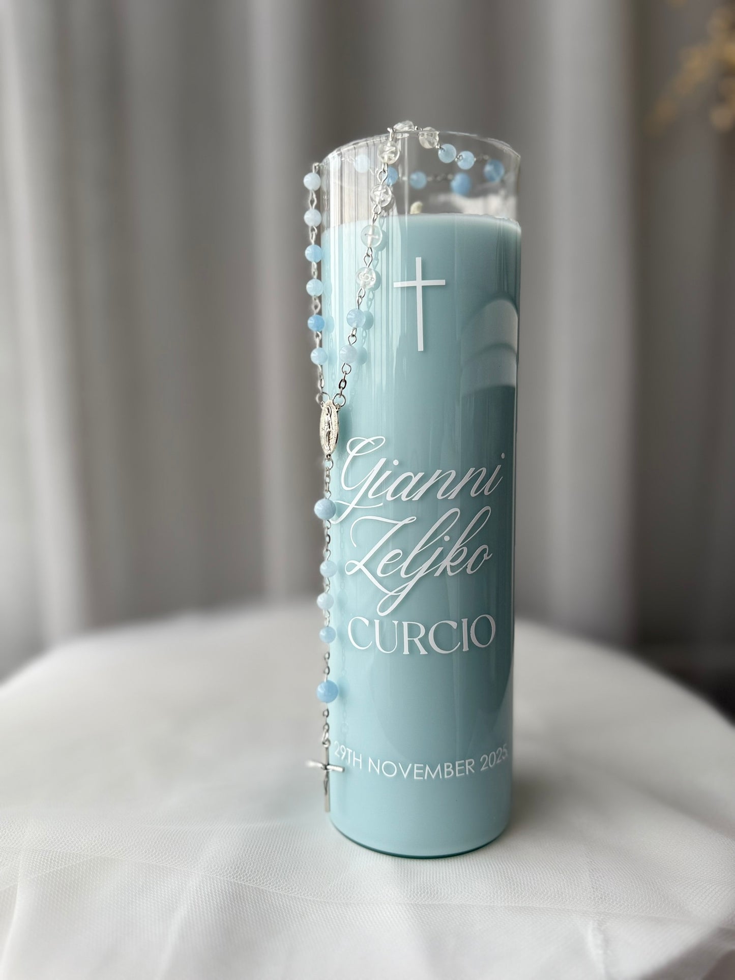 Personalised Glass Baptism Candle
