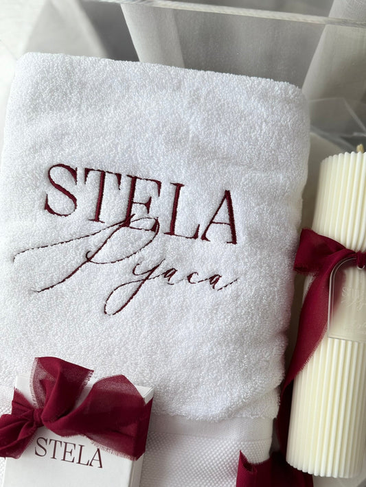 Personalised embroidered baptism towel christening keepsake baby