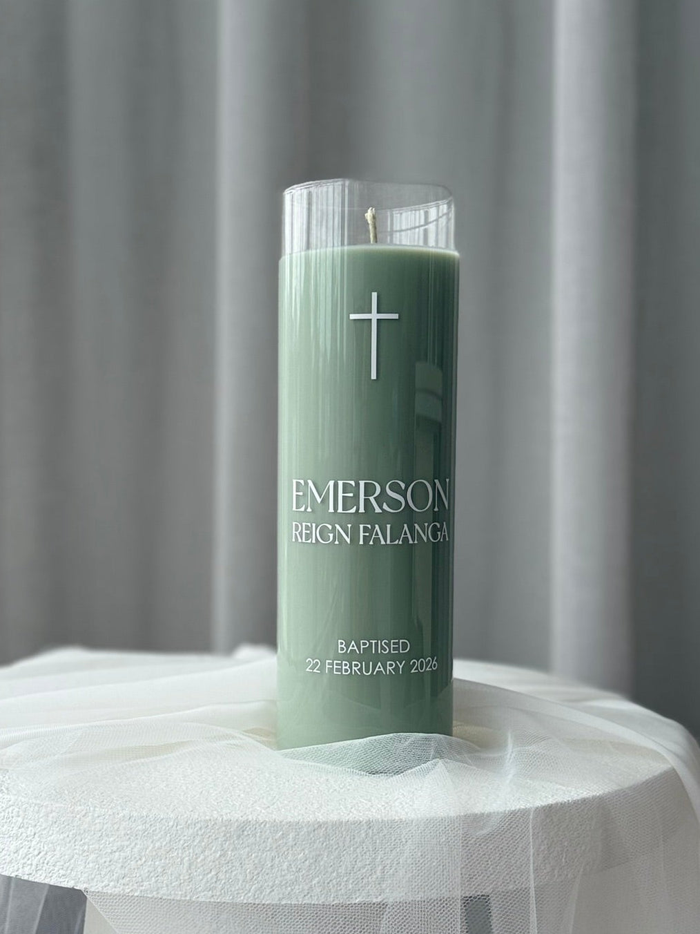 Personalised Glass Baptism Candle