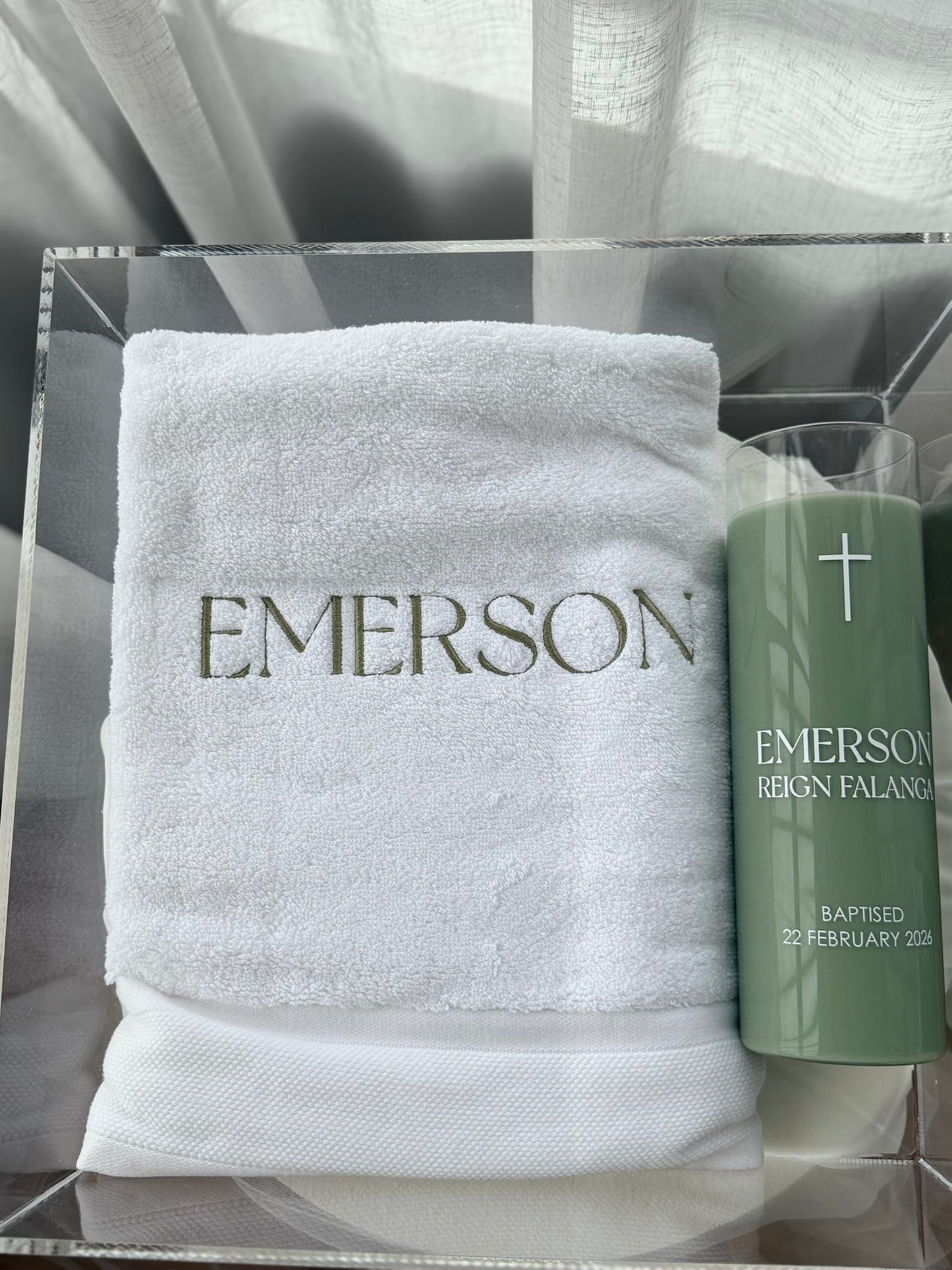 Embroidered Baptism Bath Towel