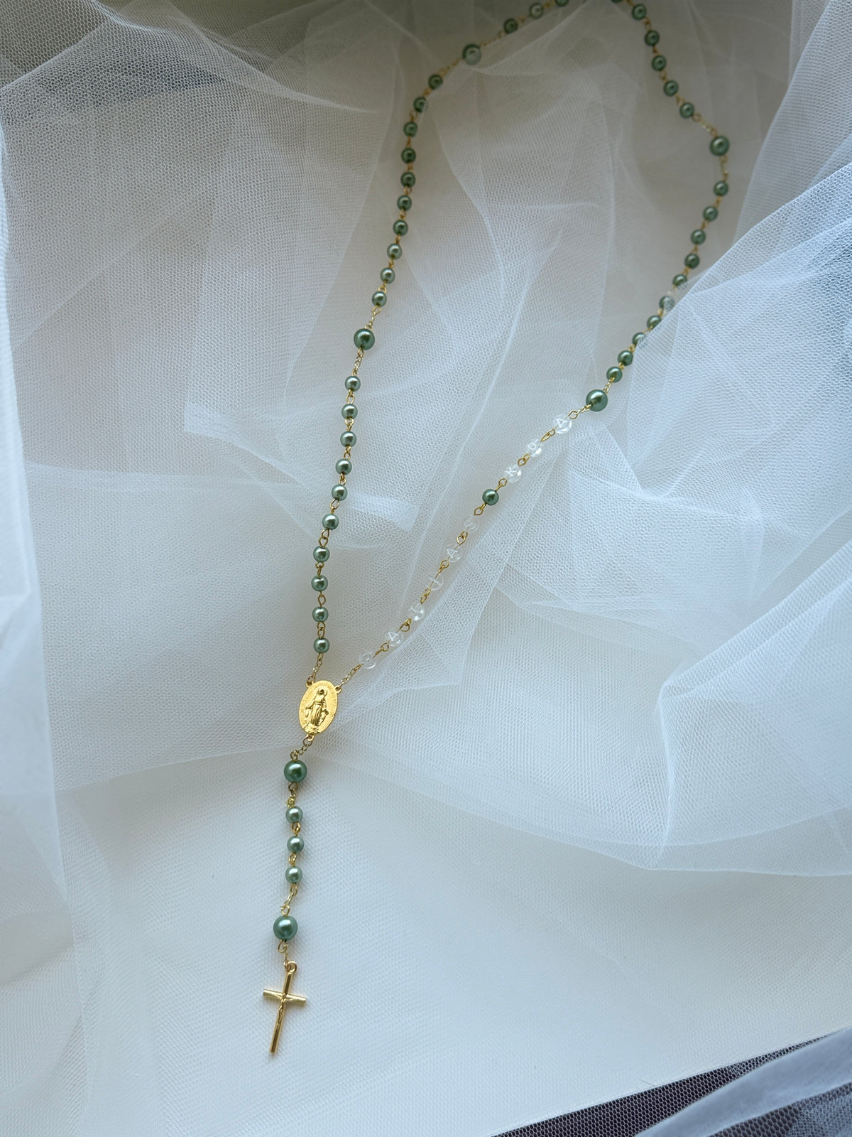 Sage Green Pearl Rosary