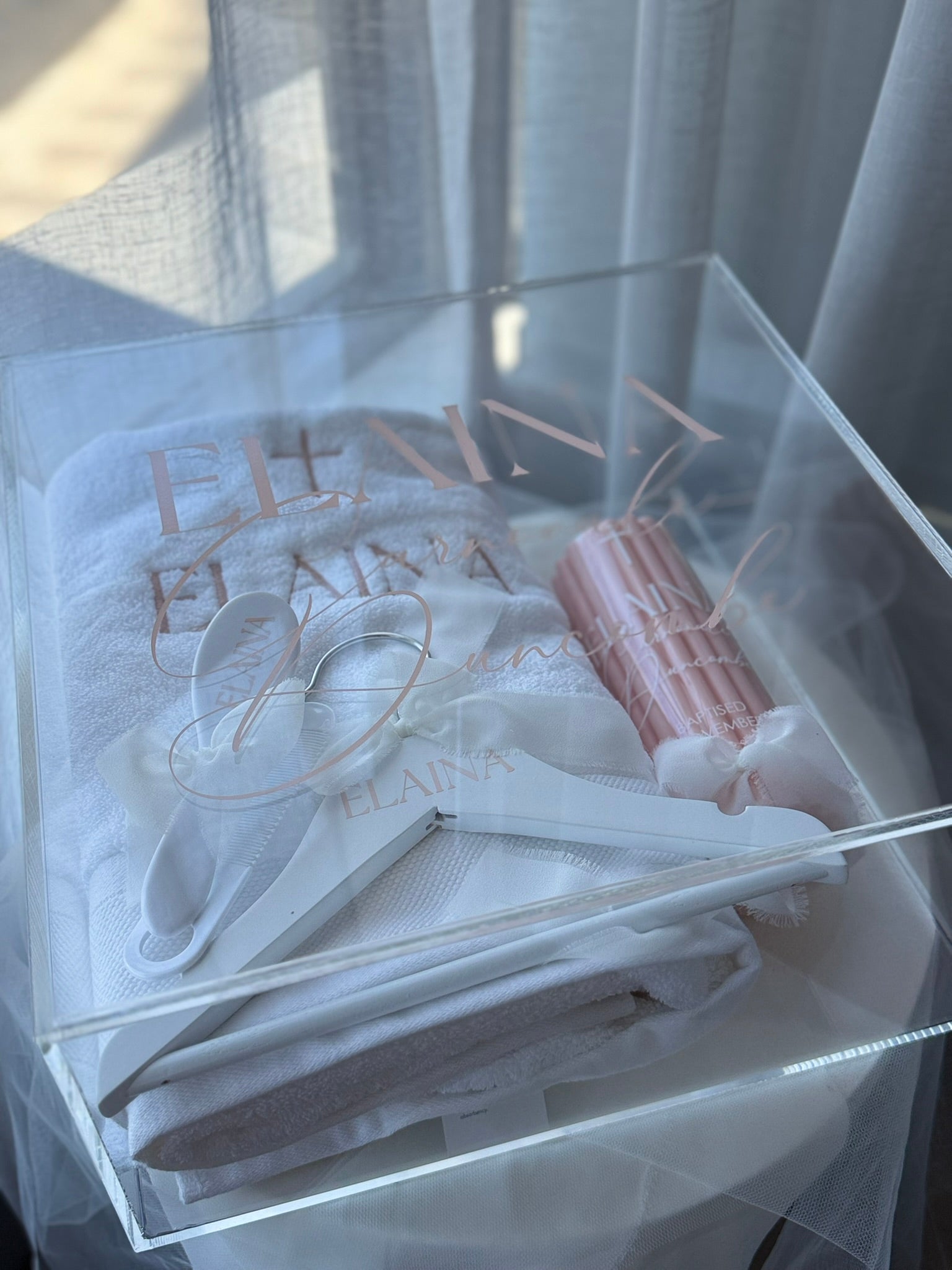 christening keepsake box clear design