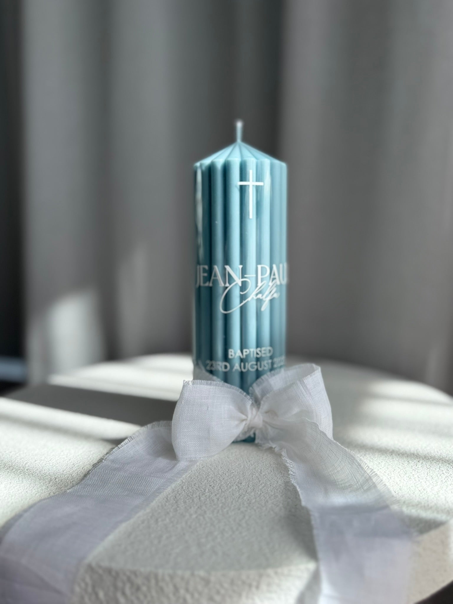 elegant baptism candle personalised design