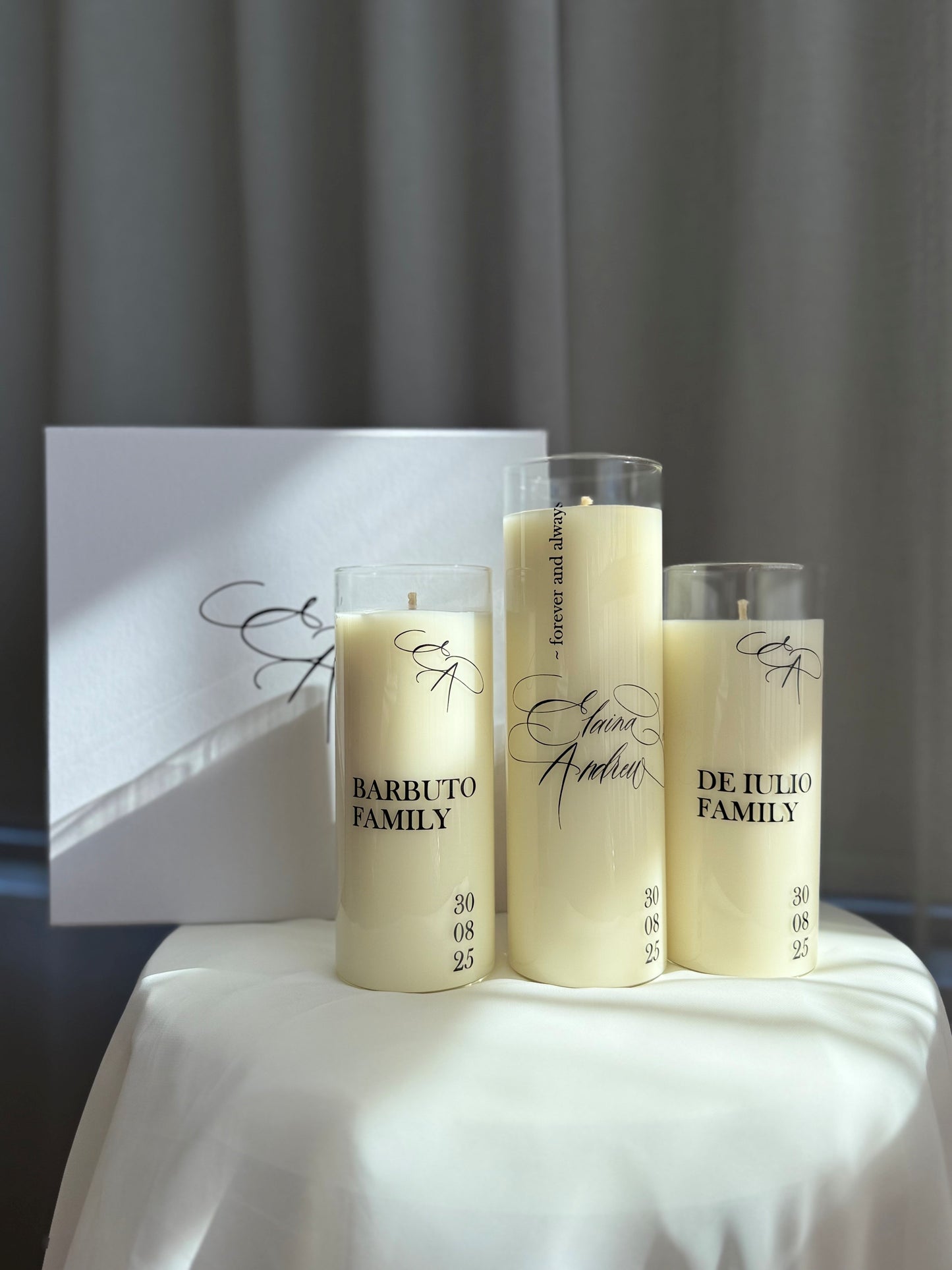 Elegant Glass Unity Candle Set