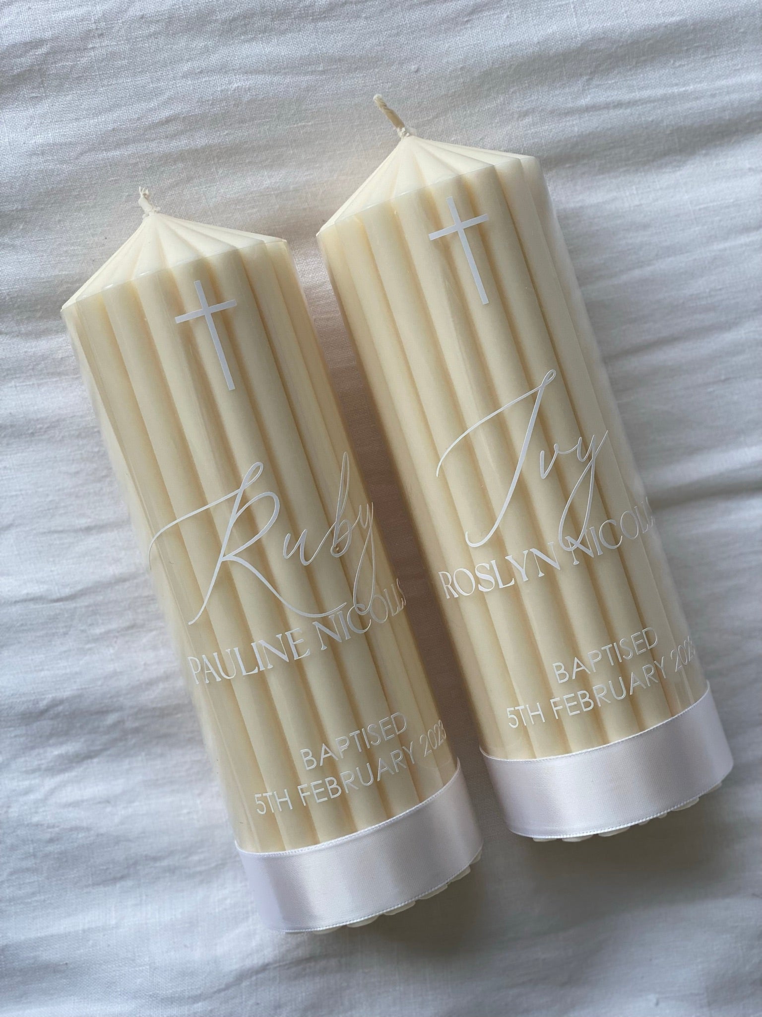 ribbed baptism candle Australia