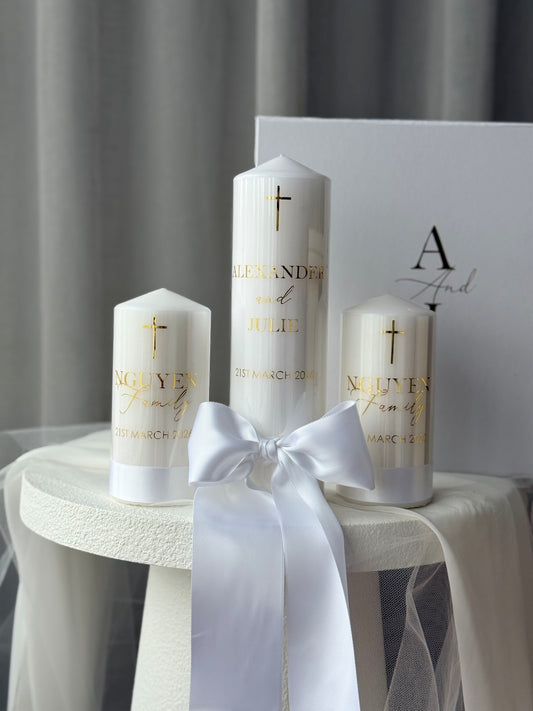 White Satin Ribbon Unity Candles
