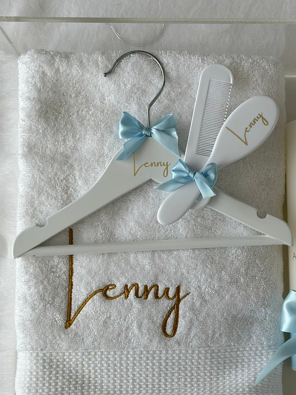 Personalised white baptism hanger elegant christening keepsake