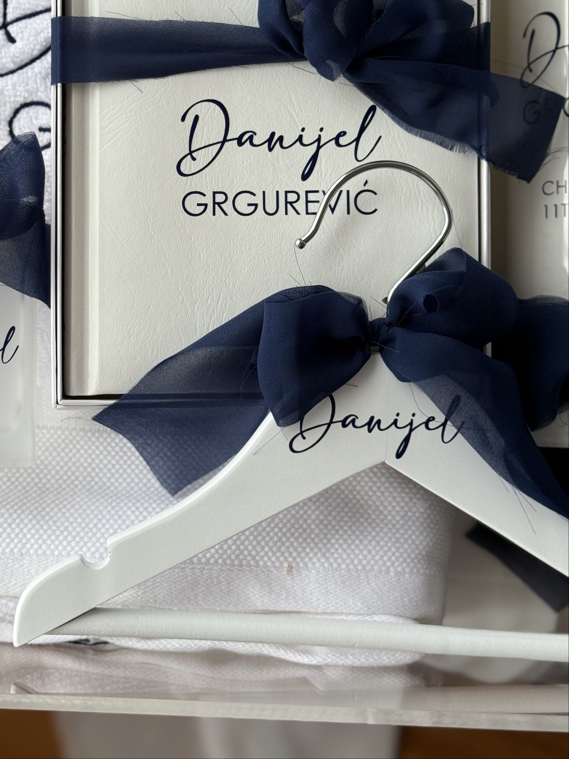 Personalised white baptism hanger elegant christening keepsake